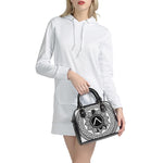 Black And White Spartan Warrior Print Shoulder Handbag