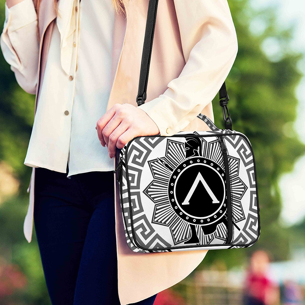 Black And White Spartan Warrior Print Shoulder Strap Bible Bag