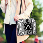 Black And White Spartan Warrior Print Shoulder Strap Bible Bag