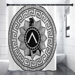 Black And White Spartan Warrior Print Shower Curtain