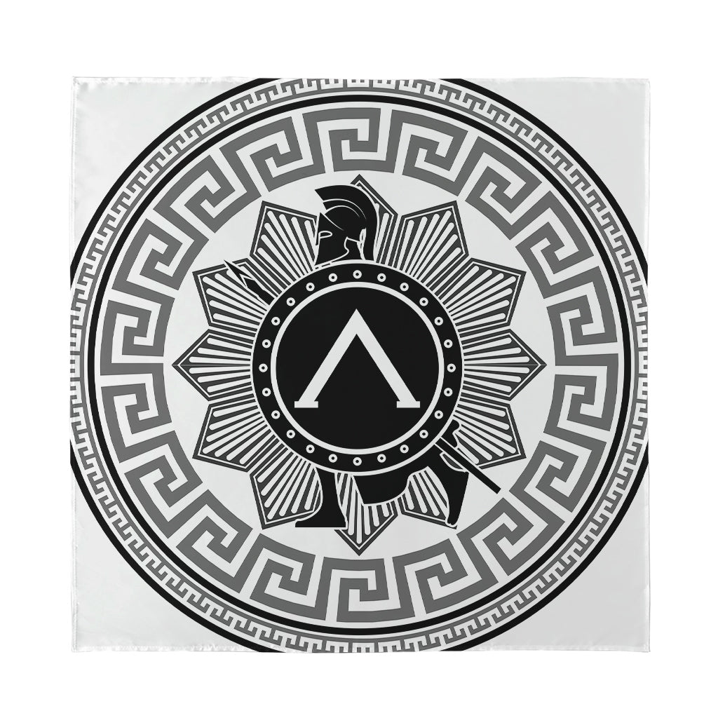 Black And White Spartan Warrior Print Silk Bandana