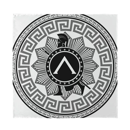 Black And White Spartan Warrior Print Silk Bandana