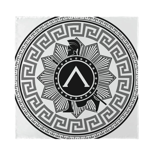 Black And White Spartan Warrior Print Silk Bandana