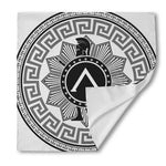 Black And White Spartan Warrior Print Silk Bandana