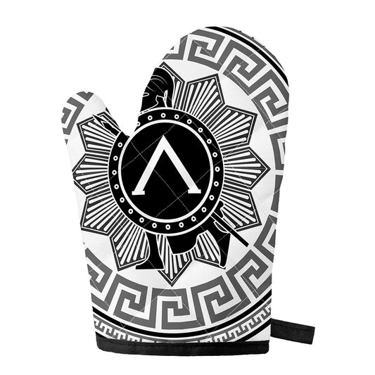 Black And White Spartan Warrior Print Single Oven Mitt