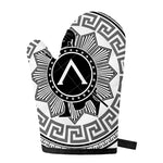 Black And White Spartan Warrior Print Single Oven Mitt