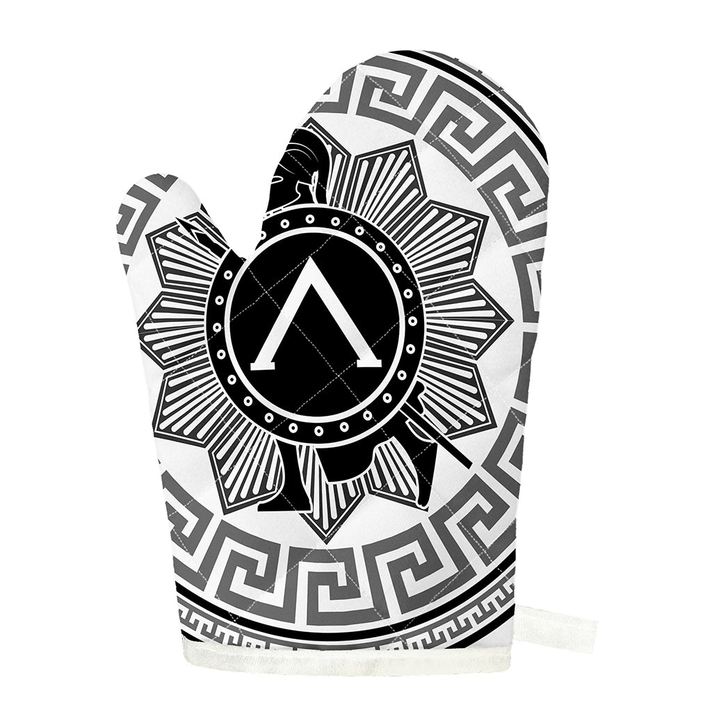 Black And White Spartan Warrior Print Single Oven Mitt
