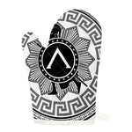 Black And White Spartan Warrior Print Single Oven Mitt