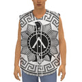 Black And White Spartan Warrior Print Sleeveless Baseball Jersey