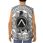 Black And White Spartan Warrior Print Sleeveless Baseball Jersey