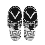 Black And White Spartan Warrior Print Slippers