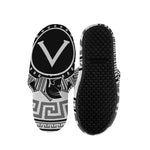 Black And White Spartan Warrior Print Slippers