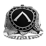 Black And White Spartan Warrior Print Snapback Cap