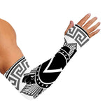 Black And White Spartan Warrior Print Sun Protection Arm Sleeves