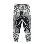 Black And White Spartan Warrior Print Sweatpants