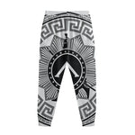 Black And White Spartan Warrior Print Sweatpants