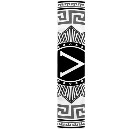 Black And White Spartan Warrior Print Table Runner