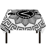 Black And White Spartan Warrior Print Tablecloth