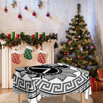 Black And White Spartan Warrior Print Tablecloth