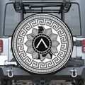 Black And White Spartan Warrior Print Tire Cover