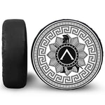 Black And White Spartan Warrior Print Tire Cover