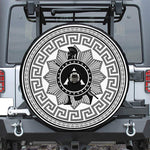 Black And White Spartan Warrior Print Tire Cover With Camera Hole