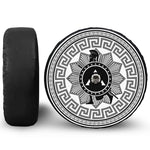 Black And White Spartan Warrior Print Tire Cover With Camera Hole
