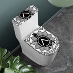 Black And White Spartan Warrior Print Toilet Lid And Tank Cover Set