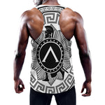 Black And White Spartan Warrior Print Training Tank Top