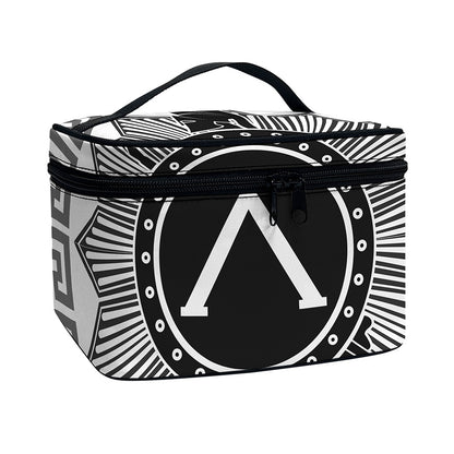 Black And White Spartan Warrior Print Travel Makeup Bag