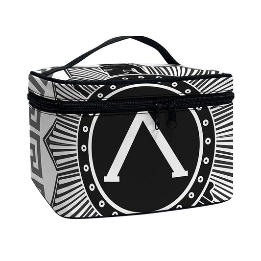 Black And White Spartan Warrior Print Travel Makeup Bag