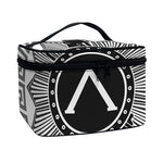 Black And White Spartan Warrior Print Travel Makeup Bag