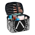 Black And White Spartan Warrior Print Travel Makeup Bag