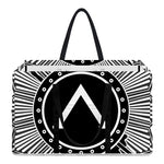 Black And White Spartan Warrior Print Utility Tote Bag