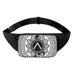 Black And White Spartan Warrior Print Waist Bag