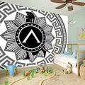 Black And White Spartan Warrior Print Wall Sticker