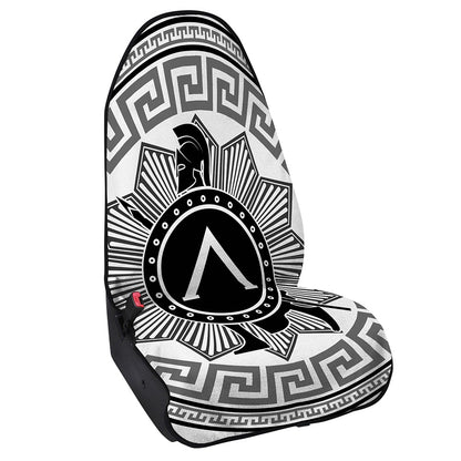 Black And White Spartan Warrior Print Waterproof Car Seat Cover