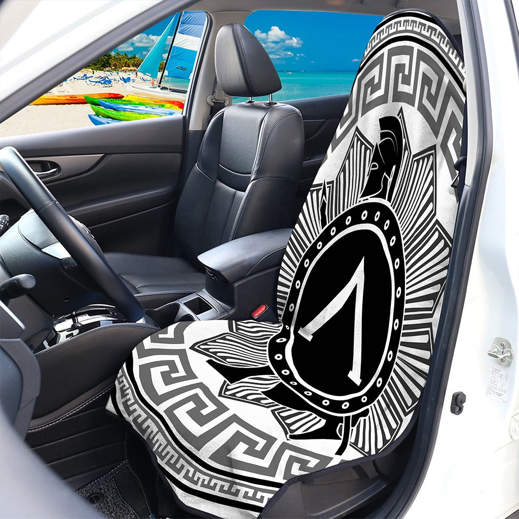 Black And White Spartan Warrior Print Waterproof Car Seat Cover