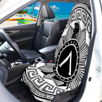 Black And White Spartan Warrior Print Waterproof Car Seat Cover