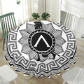 Black And White Spartan Warrior Print Waterproof Round Tablecloth