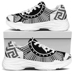 Black And White Spartan Warrior Print White Chunky Shoes