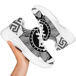 Black And White Spartan Warrior Print White Chunky Shoes