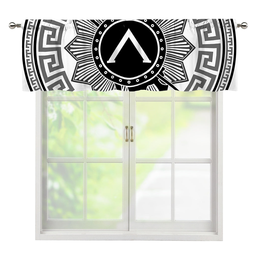 Black And White Spartan Warrior Print Window Valance