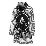 Black And White Spartan Warrior Print Women's Bathrobe