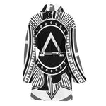 Black And White Spartan Warrior Print Women's Bathrobe