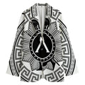 Black And White Spartan Warrior Print Women's Cotton Blazer