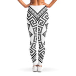 Black And White Spartan Warrior Print Women's Leggings