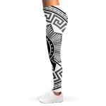 Black And White Spartan Warrior Print Women's Leggings