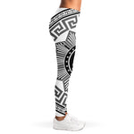 Black And White Spartan Warrior Print Women's Leggings