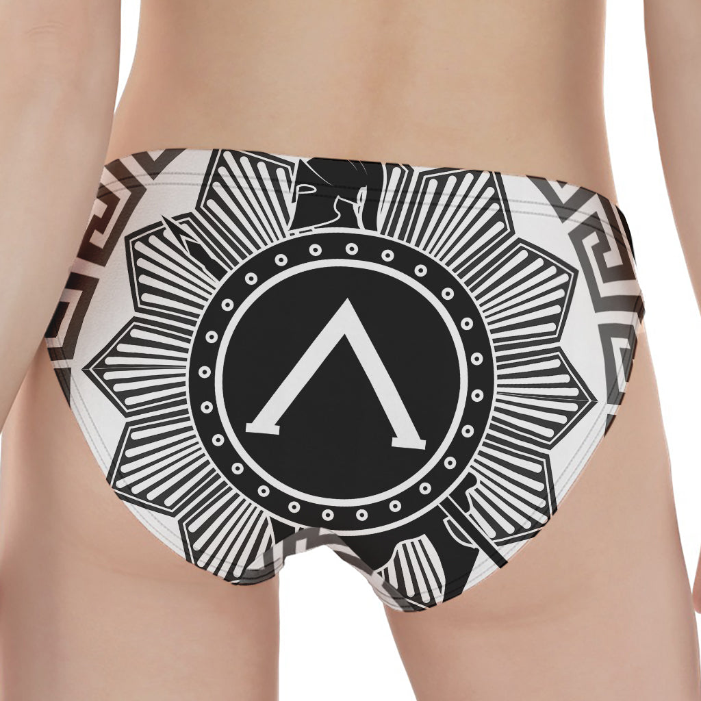 Black And White Spartan Warrior Print Women's Panties